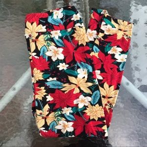 LuLaRoe TC2 Christmas Poinsettia leggings